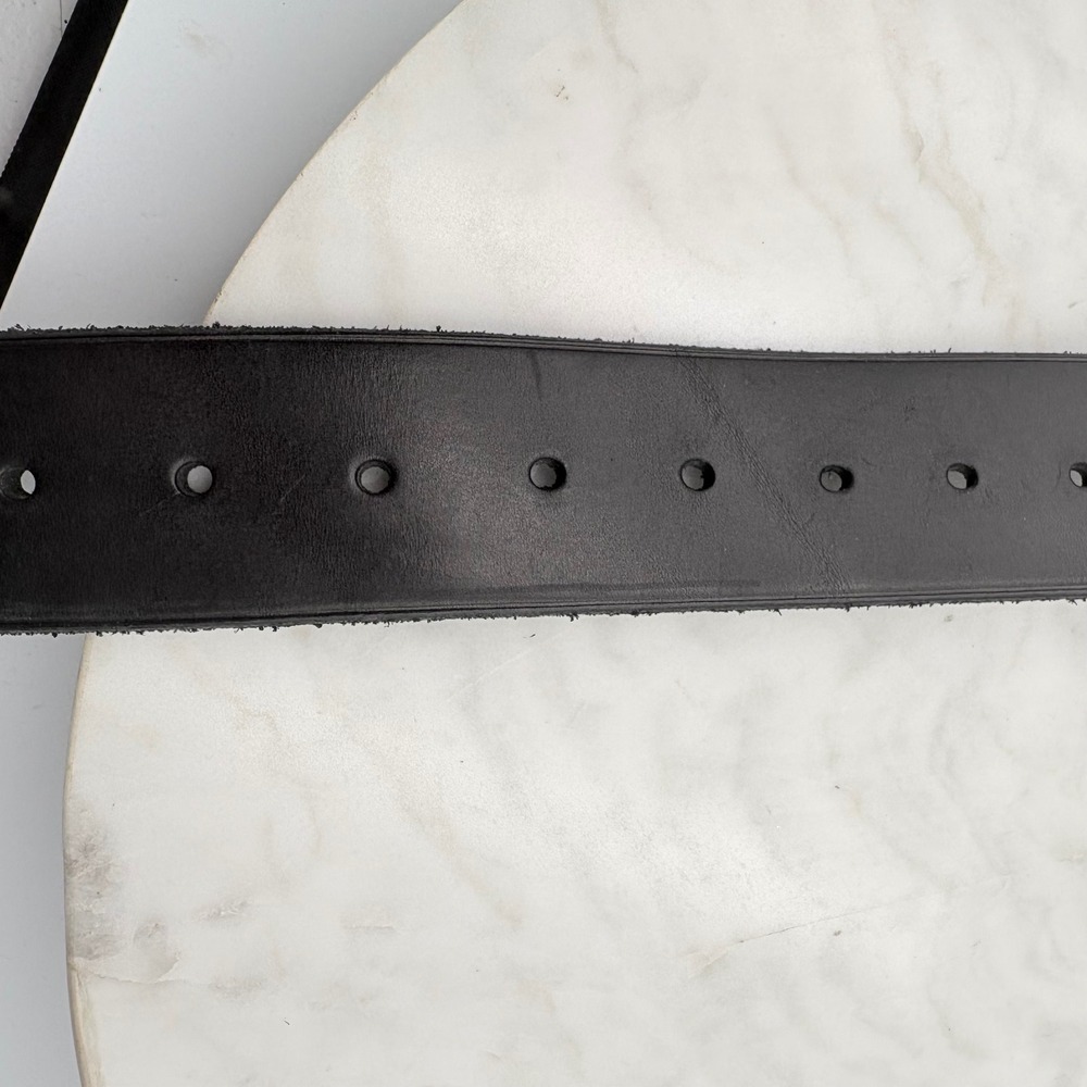 Polo Ralph Lauren Leather Belt Womens XL Black Silver Roller Buckle Classic CBK - Picture 9 of 12